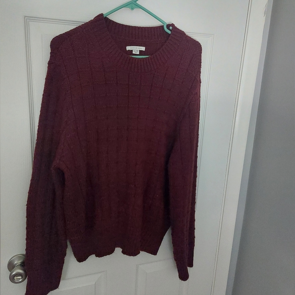 American Eagle Outfitters Burgundy Knit Sweater, Size XXL